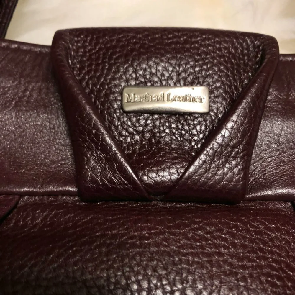 Women Mashad  Pebbled Leather burgundy satchel - Picture 2 of 6